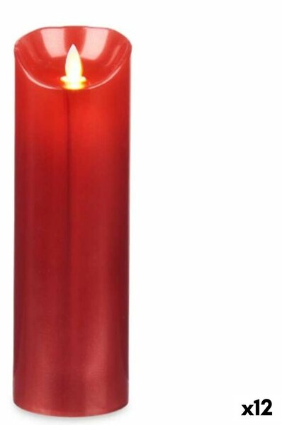 LED Candle Red 8 x 8 x 25 cm (12 Units)