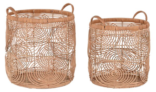 Basket set DKD Home Decor Natural Light brown Tropical 40 x 40 x 47 cm