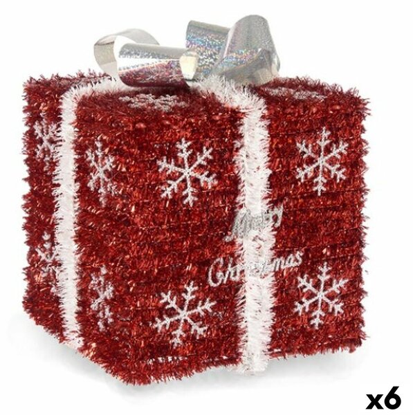 Gift Box White Red Silver polypropylene PET 20 x 23 x 20 cm (6 Units)