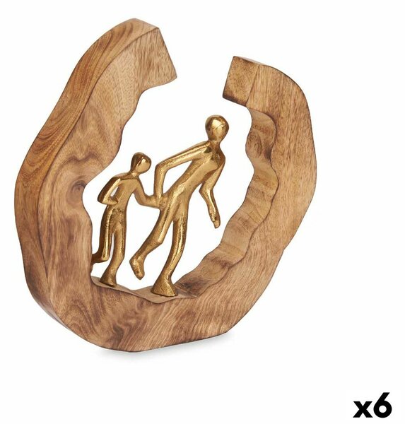 Decorative Figure Family Golden Metal 24,5 x 24,5 x 5 cm (6 Units)