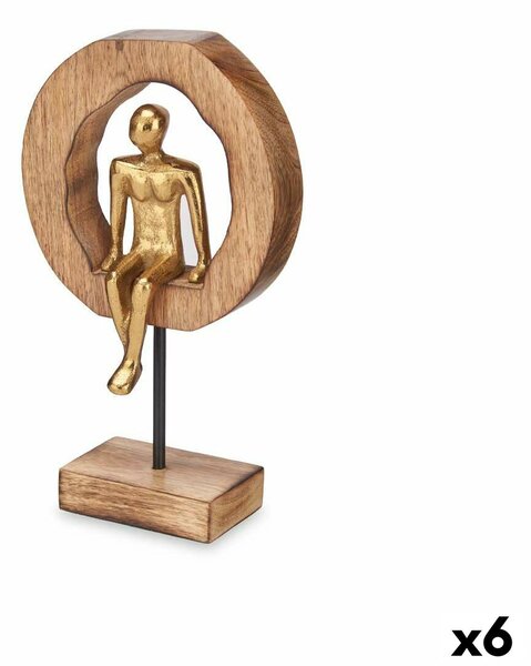 Decorative Figure Sitting Golden Metal 15,5 x 27 x 8 cm (6 Units)