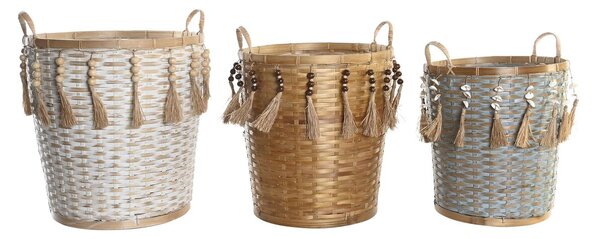 Basket set DKD Home Decor Multicolour Bamboo Boho 49 x 45 x 54 cm