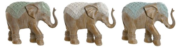 Decorative Figure Home ESPRIT White Green Turquoise Elephant Colonial 21,5 x 8,5 x 16 cm (3 Units)