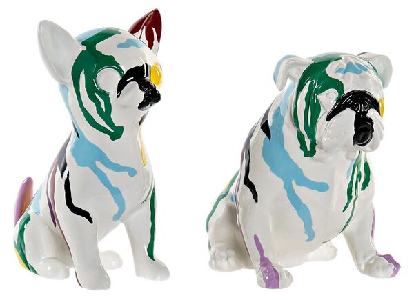 Decorative Figure DKD Home Decor Multicolour Dog Lacquered 20 x 12,5 x 17,5 cm (2 Units)