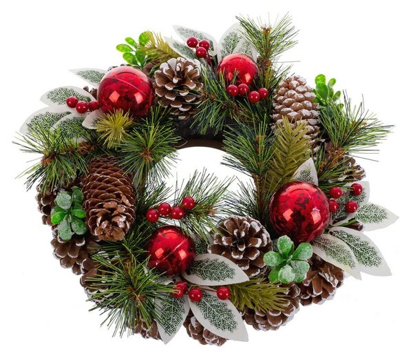 Advent wreathe Red Green Multicolour Plastic Foam Pineapples 30 x 30 cm