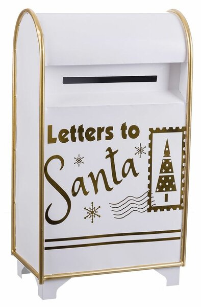 Christmas bauble White Golden Metal Letterbox 34,5 x 21,5 x 61,5 cm