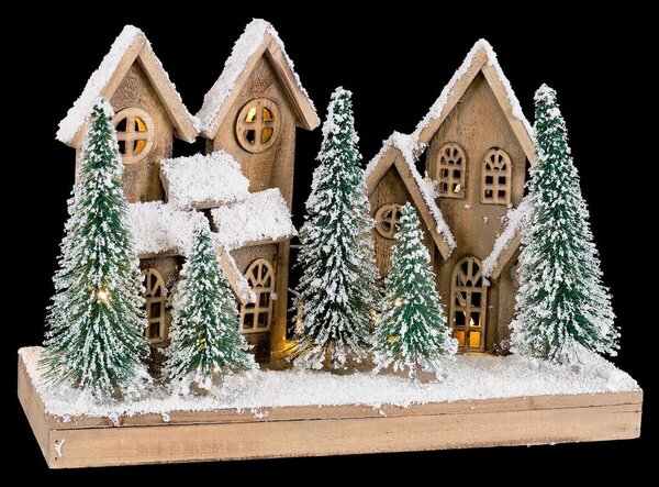 Christmas bauble White Green Natural Wood Plastic Town 45 x 18 x 30 cm