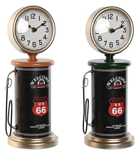 Table clock Home ESPRIT Black Green Orange Metal polypropylene Vintage 13 x 13 x 35 cm (2 Units)