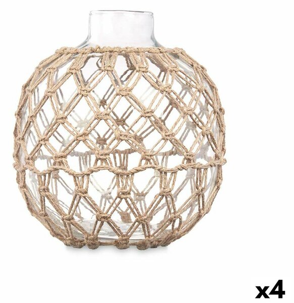 Decorative bauble Transparent Natural 21 x 23 cm (4 Units)