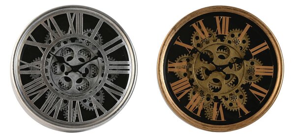 Wall Clock Home ESPRIT Black Golden Silver Metal Crystal 25 x 6,3 x 25 cm (2 Units)