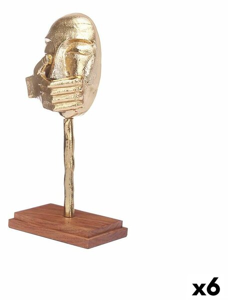 Decorative Figure Face Golden Wood Metal 17 x 33,5 x 10 cm