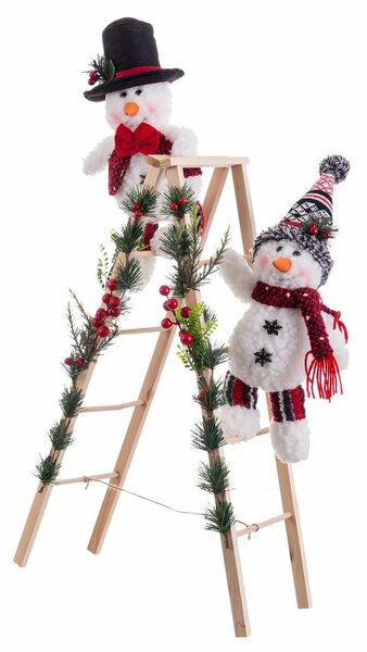 Christmas bauble Multicolour Wood Fabric Snow Doll 30 x 15 x 76 cm