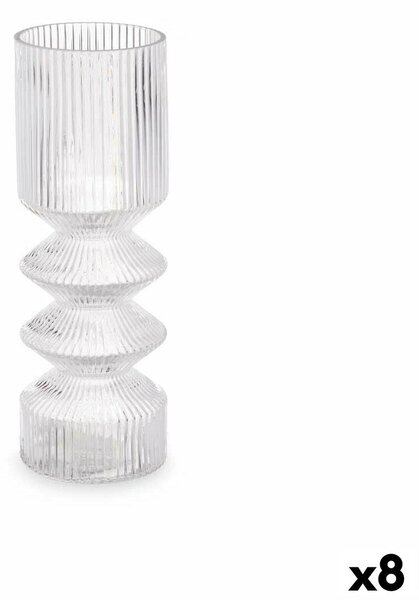 Vase Stripes Transparent Crystal 8 x 23 x 8 cm (8 Units)