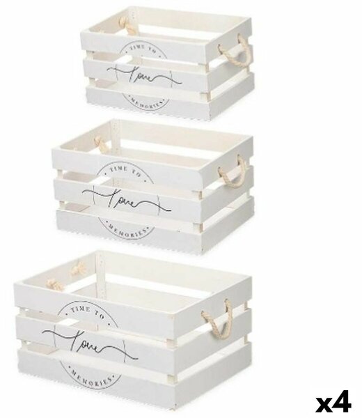 Set of decorative boxes Love 3 Pieces White Wood (4 Units)