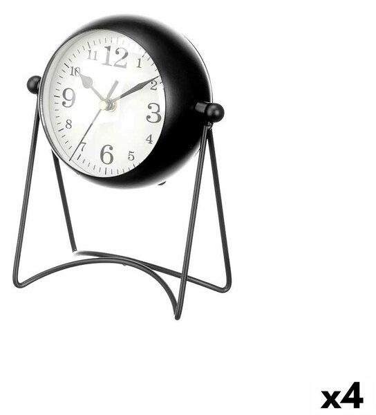 Table clock Black Metal 15,5 x 20 x 11 cm (4 Units)