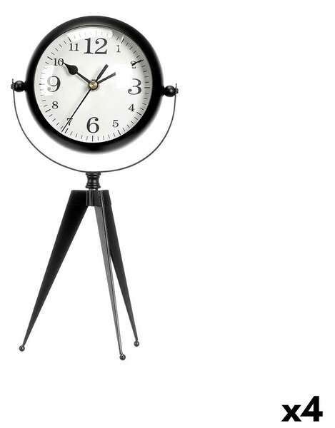 Table clock Tripod Black Metal 14 x 30 x 11 cm (4 Units)