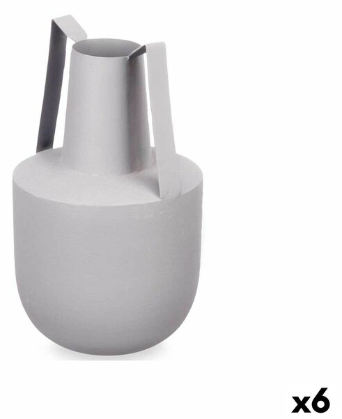 Vase With handles Grey Steel 14 x 24 x 14 cm (6 Units)