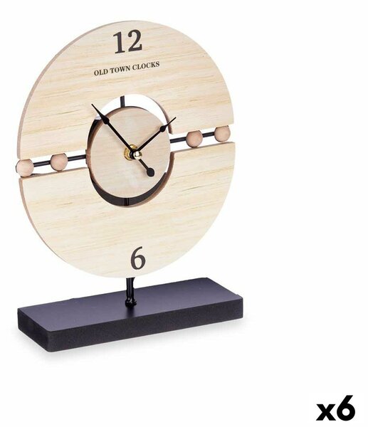 Table clock Balls Black Metal MDF Wood 20,5 x 26,5 x 7 cm (6 Units)