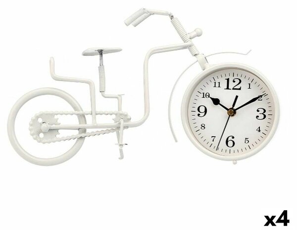 Table clock Bicycle White Metal 33 x 21 x 4 cm (4 Units)