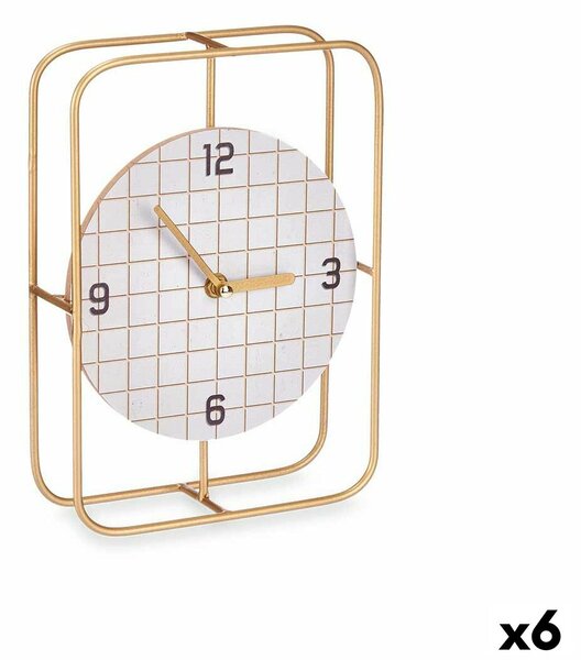 Table clock Squared Black Metal MDF Wood 18,5 x 25,5 x 6 cm (6 Units)