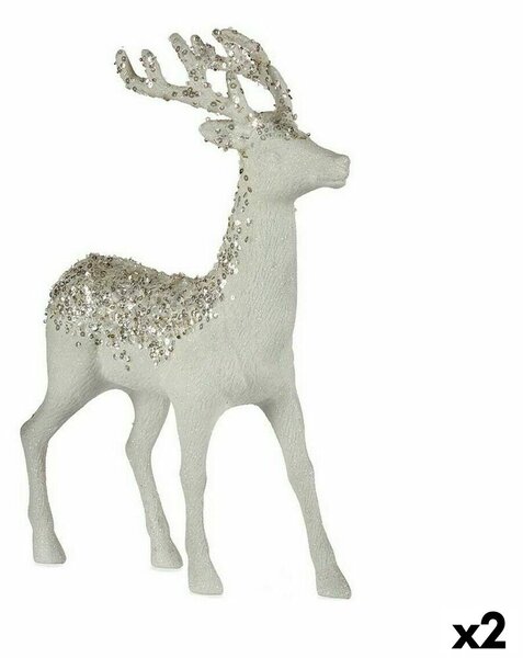 Christmas Reindeer White Plastic 15 x 45 x 30 cm (2 Units)