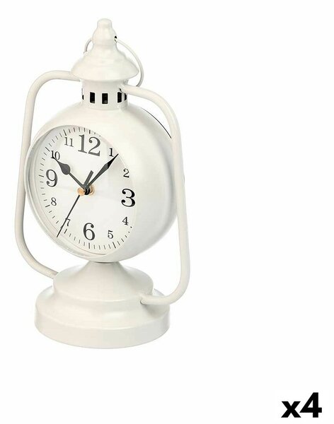 Table clock Lamp White Metal 17 x 25 x 11,3 cm (4 Units)