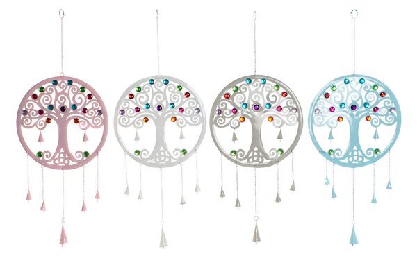 Hanging decoration DKD Home Decor Tree Blue White Grey Pink 33 x 3 x 81 cm (4 Units)