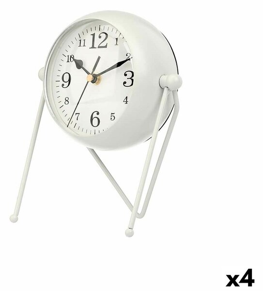 Table clock White Metal 18 x 21 x 12 cm (4 Units)