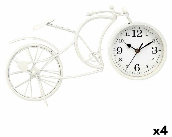 Table clock Bicycle White Metal 40 x 19,5 x 7 cm (4 Units)