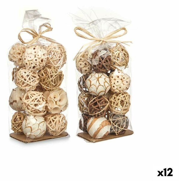 Set of Decorative Balls White Brown (12 Units)