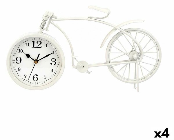 Table clock Bicycle White Metal 38 x 20 x 4 cm (4 Units)