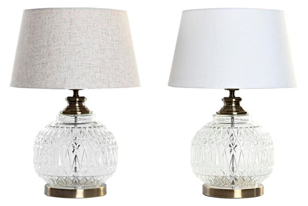 Desk lamp Home ESPRIT White Beige Metal Crystal 38 x 38 x 54 cm (2 Units)