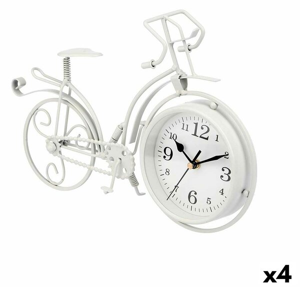 Table clock Bicycle White Metal 33 x 22,5 x 4,2 cm (4 Units)