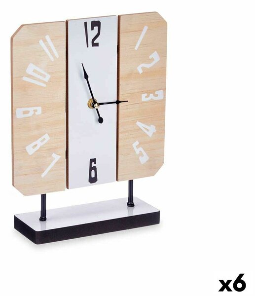 Table clock White Metal MDF Wood 22 x 28 x 7 cm (6 Units)