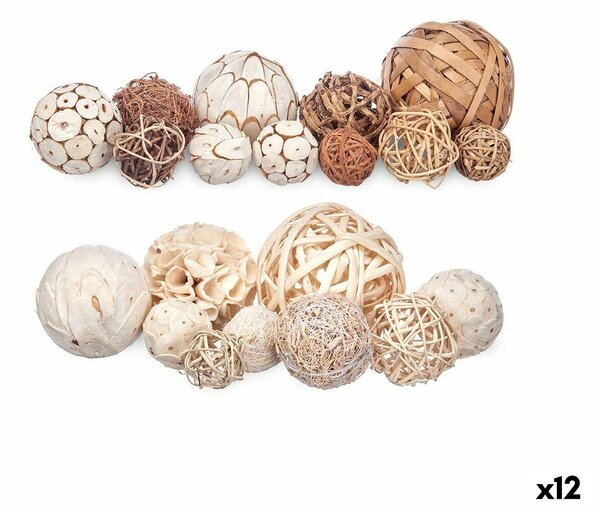 Set of Decorative Balls White Brown (12 Units)