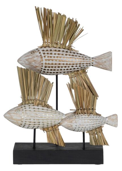 Decorative Figure White Brown Natural Fish 30 x 10 x 40 cm