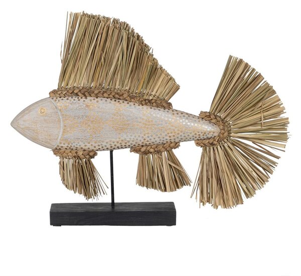 Decorative Figure White Brown Natural Fish 70 x 12 x 53 cm