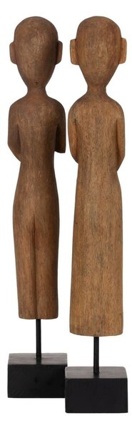 Decorative Figure Natural African Man 14,5 x 9 x 38,5 cm (2 Units)