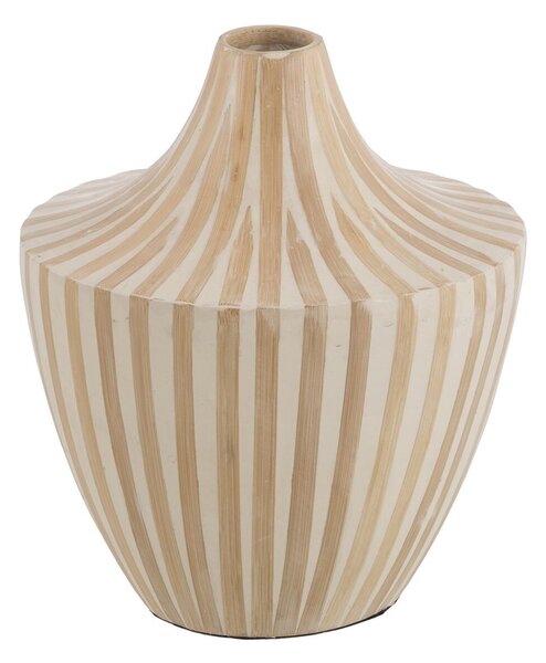 Vase White Beige Bamboo 27 x 27 x 31 cm