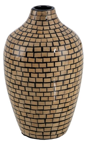 Vase Black Beige Bamboo 18 x 18 x 30 cm