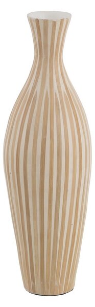 Vase White Beige Bamboo 20 x 20 x 64 cm