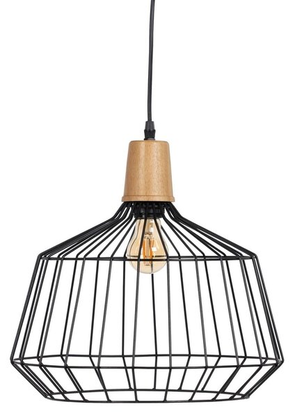 Ceiling Light Black Natural Wood Iron 220-240 V 36 x 36 cm