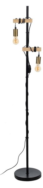 Floor Lamp Black Beige Wood Iron 26 x 26 x 149 cm