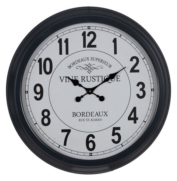 Wall Clock White Black Iron 70 x 70 x 6,5 cm