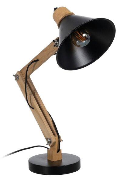 Desk lamp Black Natural Wood Iron 60 W 220-240 V 39 x 19 x 55 cm