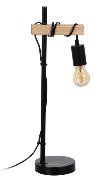 Desk lamp Black Beige Wood Iron 220 -240 V 16 x 13 x 52 cm