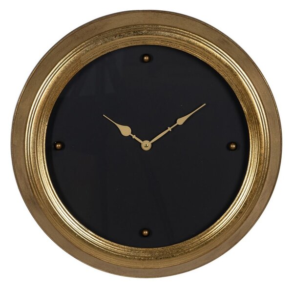 Wall Clock Black Golden PVC Crystal Iron MDF Wood 46 x 6 x 46 cm