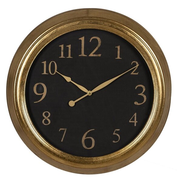 Wall Clock Black Golden PVC Crystal Iron MDF Wood 47 x 5,5 x 47 cm