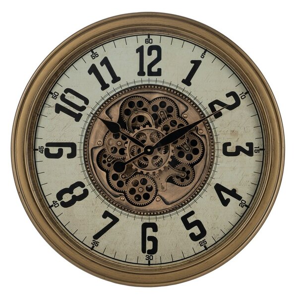 Wall Clock Cream Golden Crystal Iron 66 x 9,5 x 66 cm (3 Units)