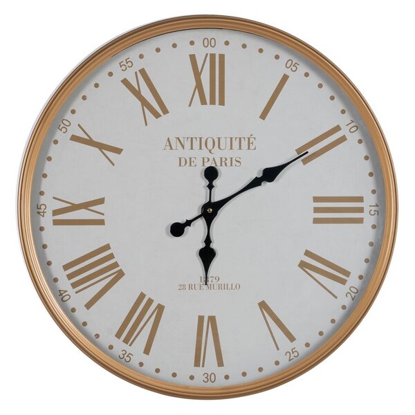 Wall Clock White Natural Iron 60 x 60 x 6 cm